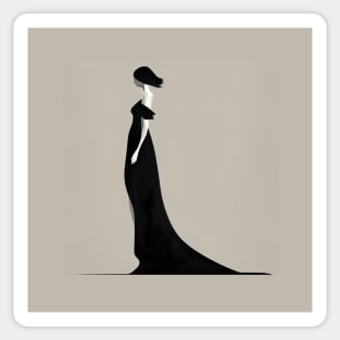 [AI Art] Lady in black, Minimal Art Style Sticker